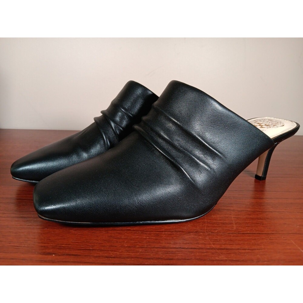 Vince Camuto Ovina Leather Slip-on Mules Size 11 M Black 2.75" Heel EUC